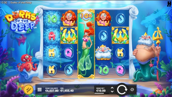 Dorks of the Deep base game screenshot showing reels and features