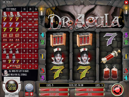 Dr Acula base game screenshot showing reels and features