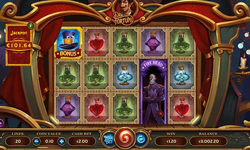 Dr Fortuno base game screenshot showing reels and features