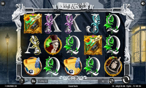 Dr Jekyll and Mr Hyde base game screenshot showing reels and features