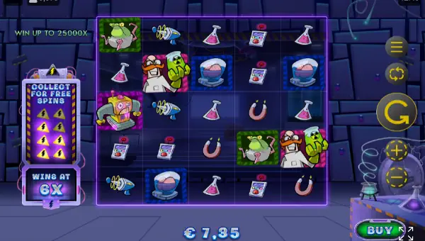 Dr Wildshock Mad Loot Lab base game screenshot showing reels and features