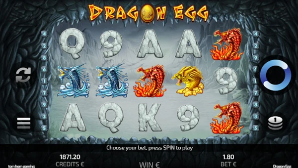 Dragon Egg base game screenshot showing reels and features
