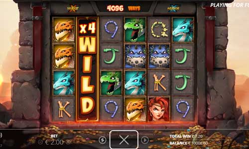 Dragon Tribe base game screenshot showing reels and features