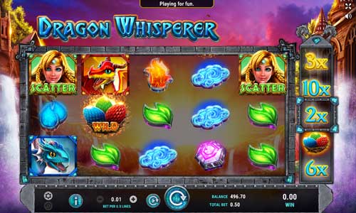 Dragon Whisperer base game screenshot showing reels and features