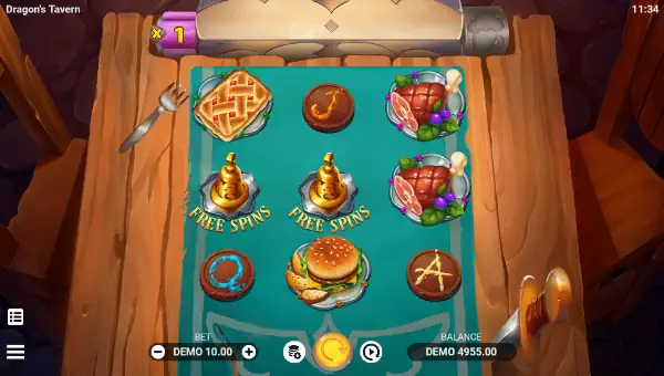Dragons Tavern base game screenshot showing reels and features