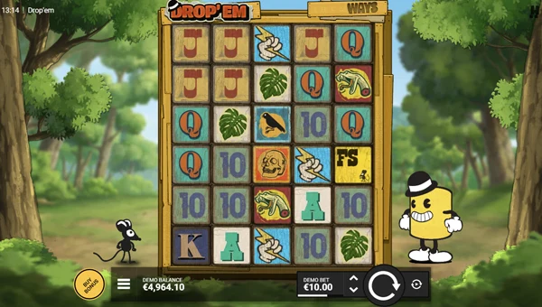 Drop Em base game screenshot showing reels and features