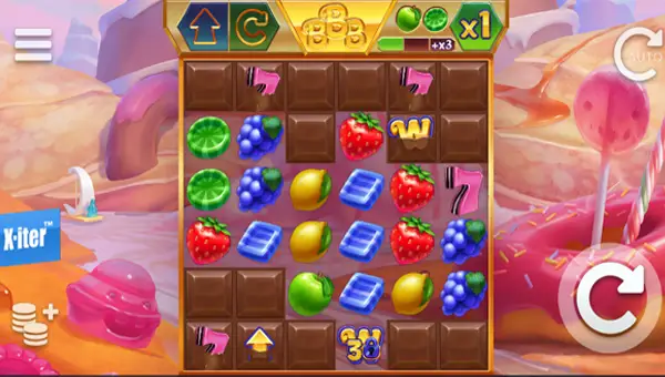 Dropz base game screenshot showing reels and features