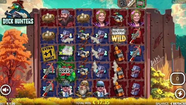 Duck Hunters base game screenshot showing reels and features