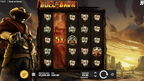 Duel at Dawn base game screenshot showing reels and features