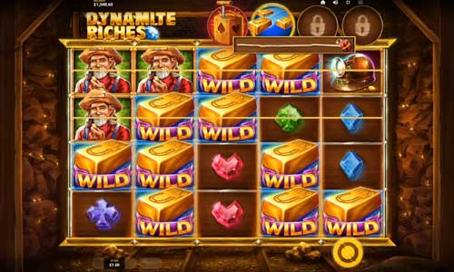 Dynamite Riches base game screenshot showing reels and features