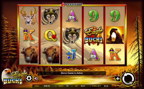 Eagle Bucks base game screenshot showing reels and features
