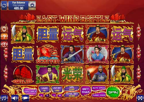 East Wind Battle base game screenshot showing reels and features