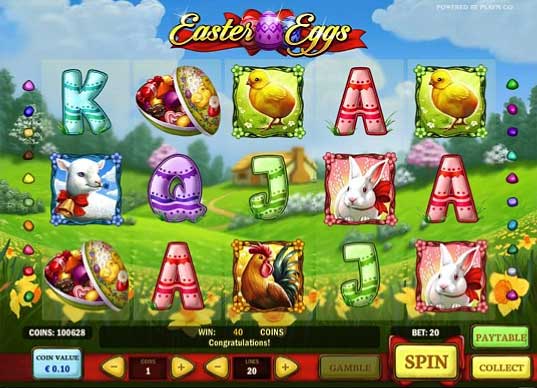 Easter Eggs base game screenshot showing reels and features