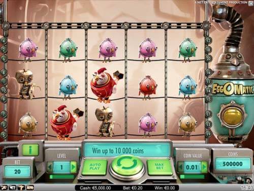 Eggomatic base game screenshot showing reels and features