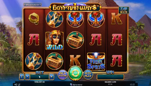 Egyptian Ways base game screenshot showing reels and features