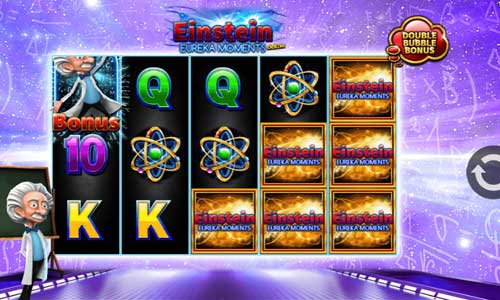 Einstein Eureka Moments base game screenshot showing reels and features