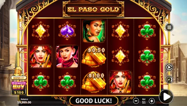 El Paso Gold base game screenshot showing reels and features