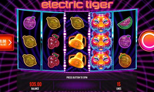 Electric Tiger base game screenshot showing reels and features