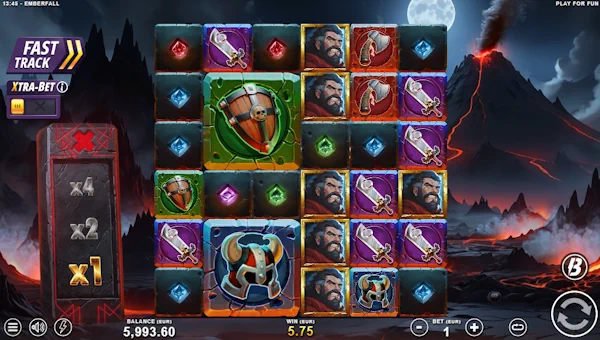 Emberfall base game screenshot showing reels and features