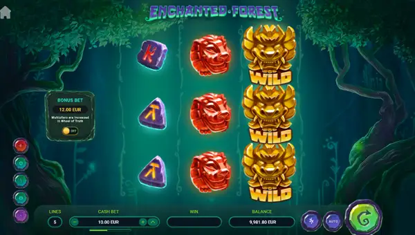 Enchanted Forest base game screenshot showing reels and features