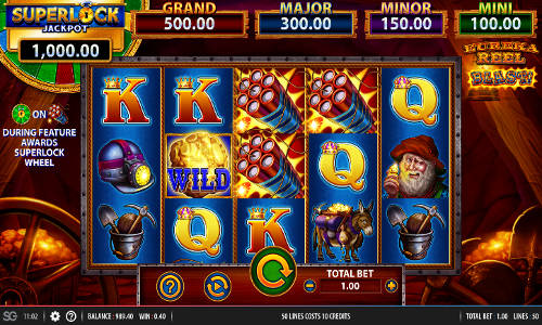 Eureka Reel Blast Superlock base game screenshot showing reels and features