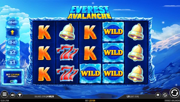 Everest Avalanche base game screenshot showing reels and features