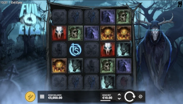 Evil Eyes base game screenshot showing reels and features