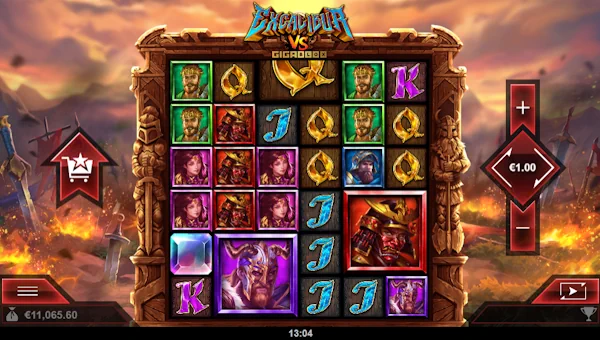 Excalibur VS Gigablox base game screenshot showing reels and features