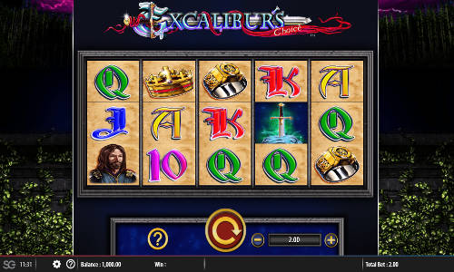Excaliburs Choice base game screenshot showing reels and features