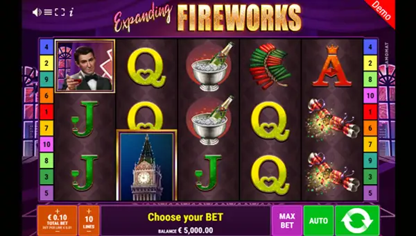 Expanding Fireworks base game screenshot showing reels and features