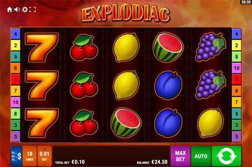 Explodiac Slot Base Game Explodiac base game screenshot showing reels and features