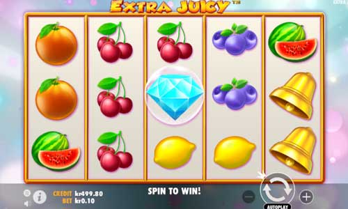 Extra Juicy base game screenshot showing reels and features