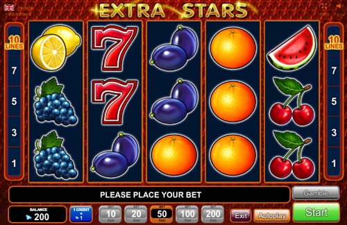 Extra Stars base game screenshot showing reels and features