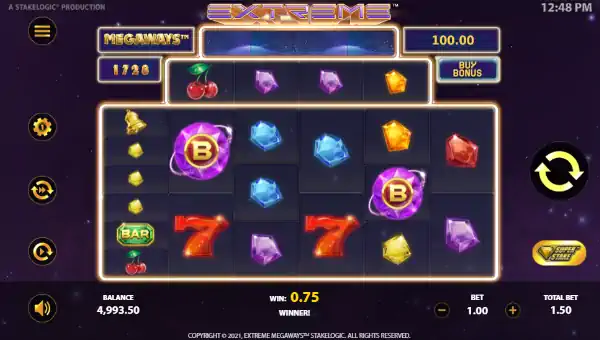 Extreme Megaways base game screenshot showing reels and features