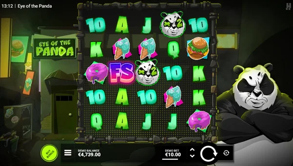Eye of the Panda base game screenshot showing reels and features