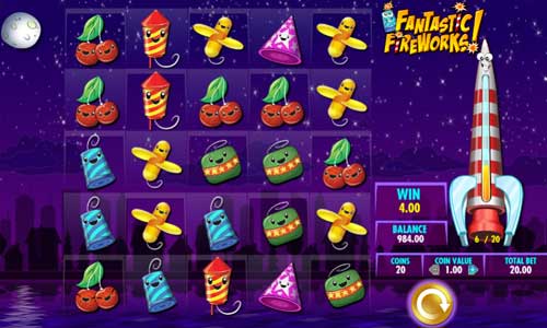 Fantastic Fireworks base game screenshot showing reels and features