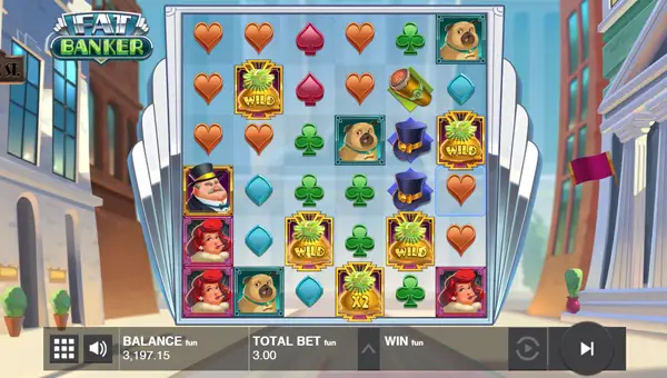 Fat Banker base game screenshot showing reels and features