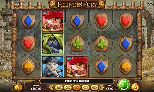 Feline Fury base game screenshot showing reels and features