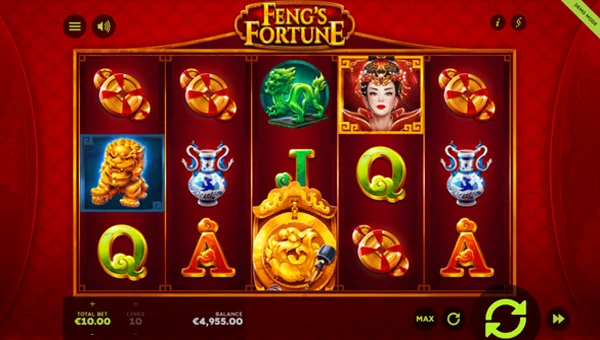 Fengs Fortune base game screenshot showing reels and features