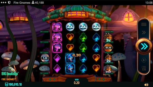 Fire Gnomes base game screenshot showing reels and features