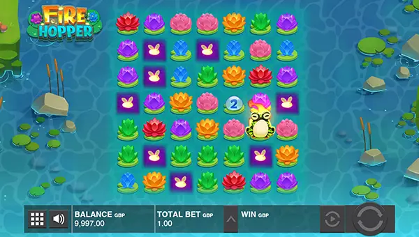 Fire Hopper base game screenshot showing reels and features