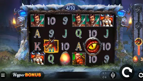 Firedrakes Fortune base game screenshot showing reels and features