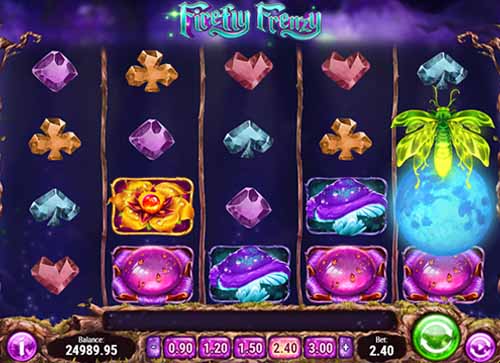 Firefly Frenzy base game screenshot showing reels and features