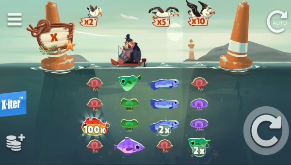 Fish and Bird base game screenshot showing reels and features
