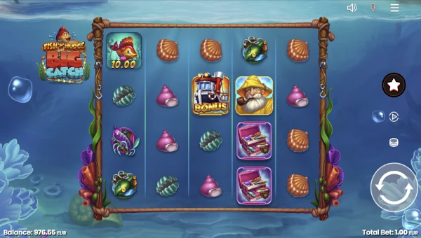 Fish n Nudge Big Catch base game screenshot showing reels and features