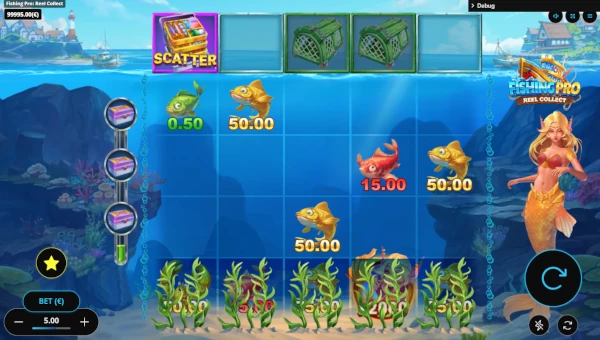 Fishing Pro Reel Collect base game screenshot showing reels and features
