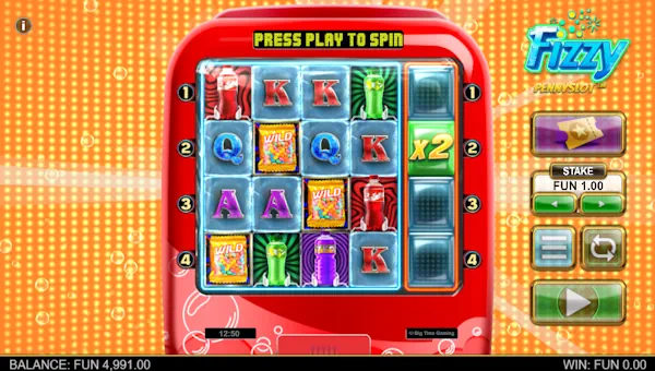 Fizzy Pennyslot base game screenshot showing reels and features