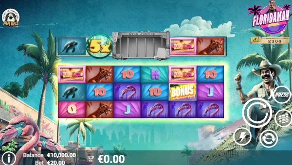 Floridaman base game screenshot showing reels and features