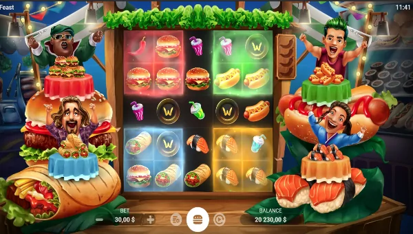 Food Feast base game screenshot showing reels and features