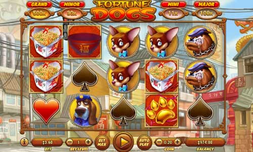 Fortune Dogs base game screenshot showing reels and features
